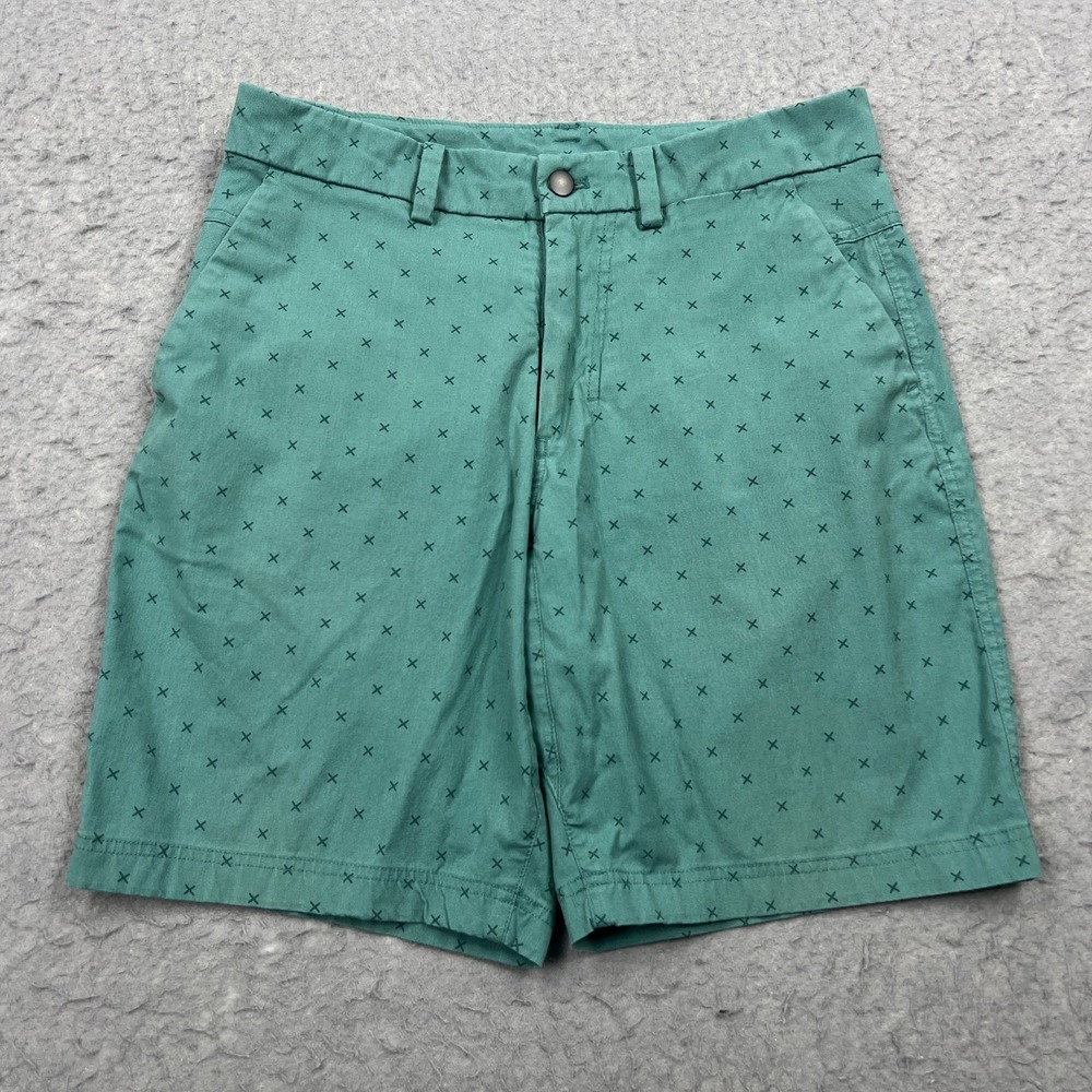 Lululemon Athletica The Works Shorts Men's 32 Green Oxford Flat Front Golf Chino